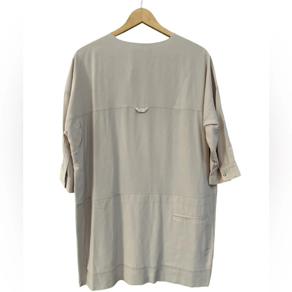 DIANE VON FURSTENBERG Short Sleeve‎ Tunic Top/Dress. 100% Silk,Tan Khaki. Sz 14 - Picture 3 of 8